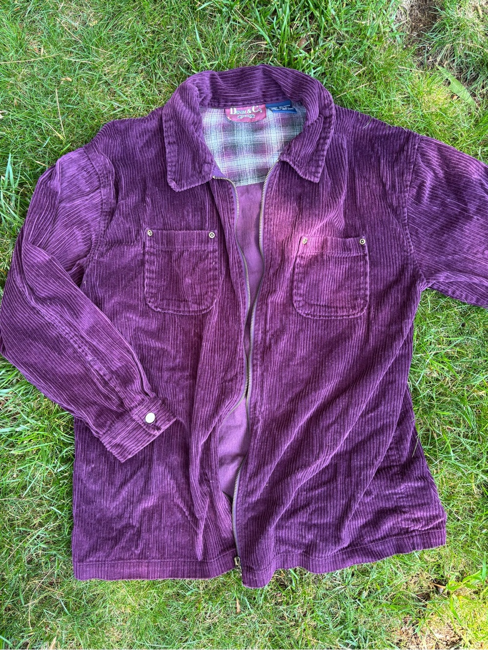 Vintage Denim&Co Deep Purple Corduroy Zip Jacket